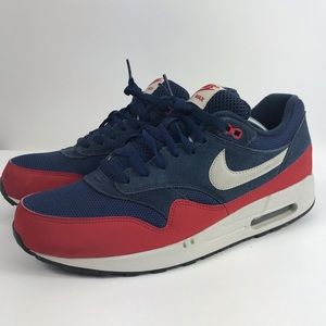 NIKE AIR MAX 1 ESSENTIAL MIDNIGHT NAVY BLUE-RED
